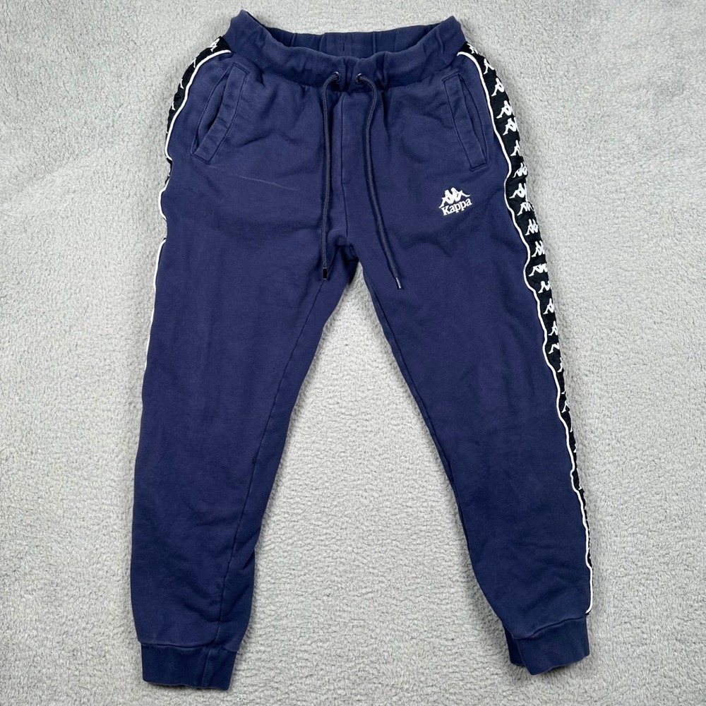 Kappa Mens Banda Astoria Track Pants‎ Navy Blue Logo Tape Joggers Medium